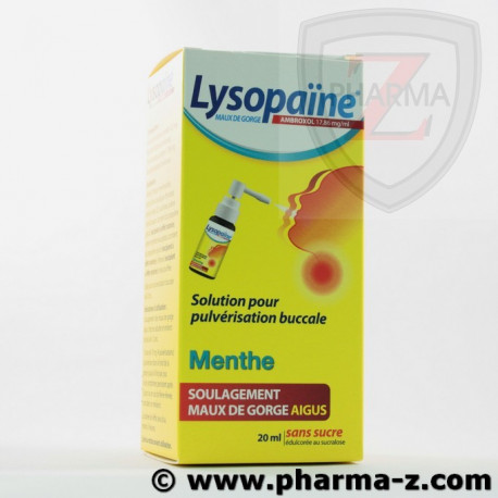 Lysopaïne Ambroxol 20mg Maux de Gorge Aigus 18 pastilles